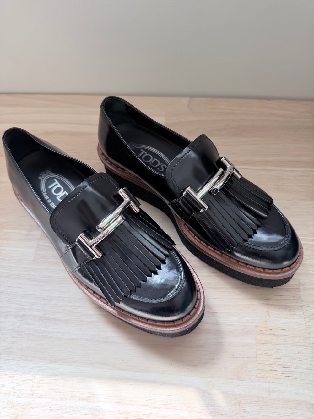 Tod’s Black Leather Kiltie Platform Loafers EU 36 | Italian Luxury Designer